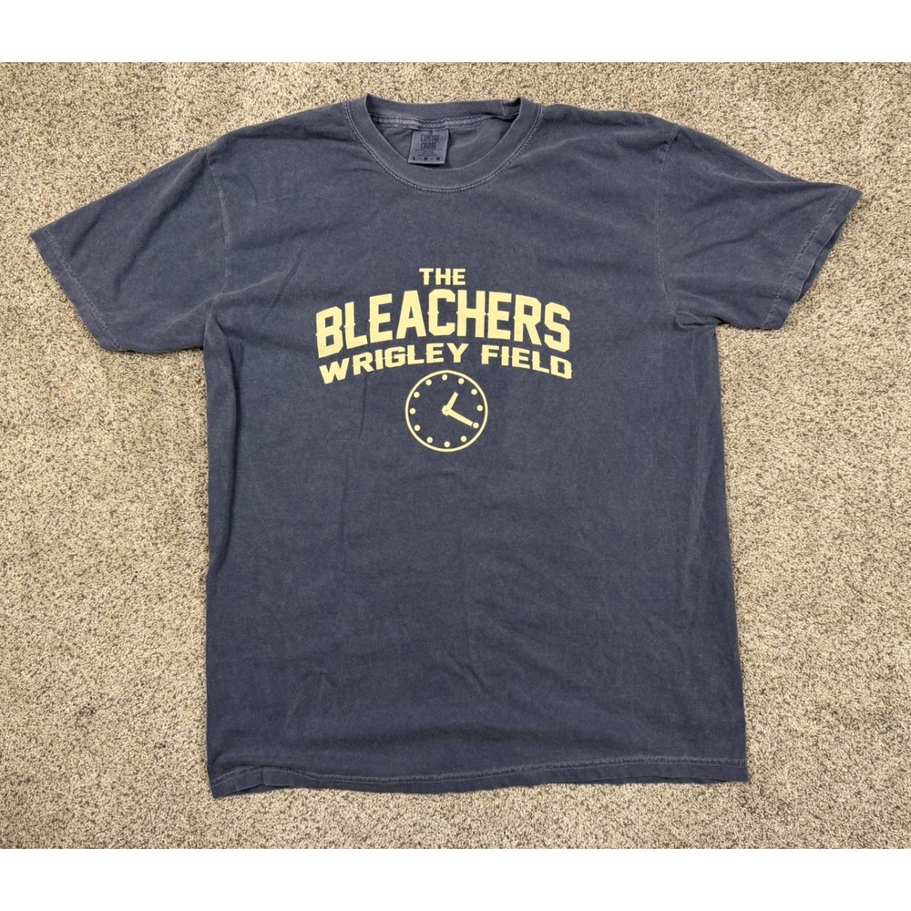 Comfort Color Graphic Tee Mens Lg Washed Out Navy Bleachers Wrigley Field TShirt